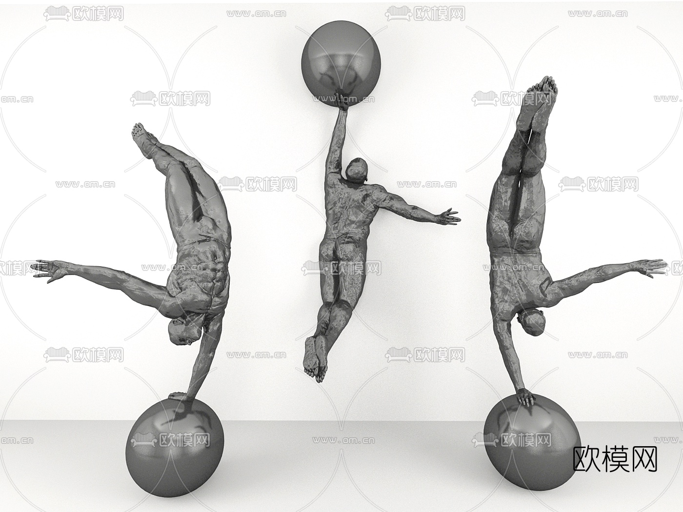 现代铁艺运动人物雕塑摆件3d模型