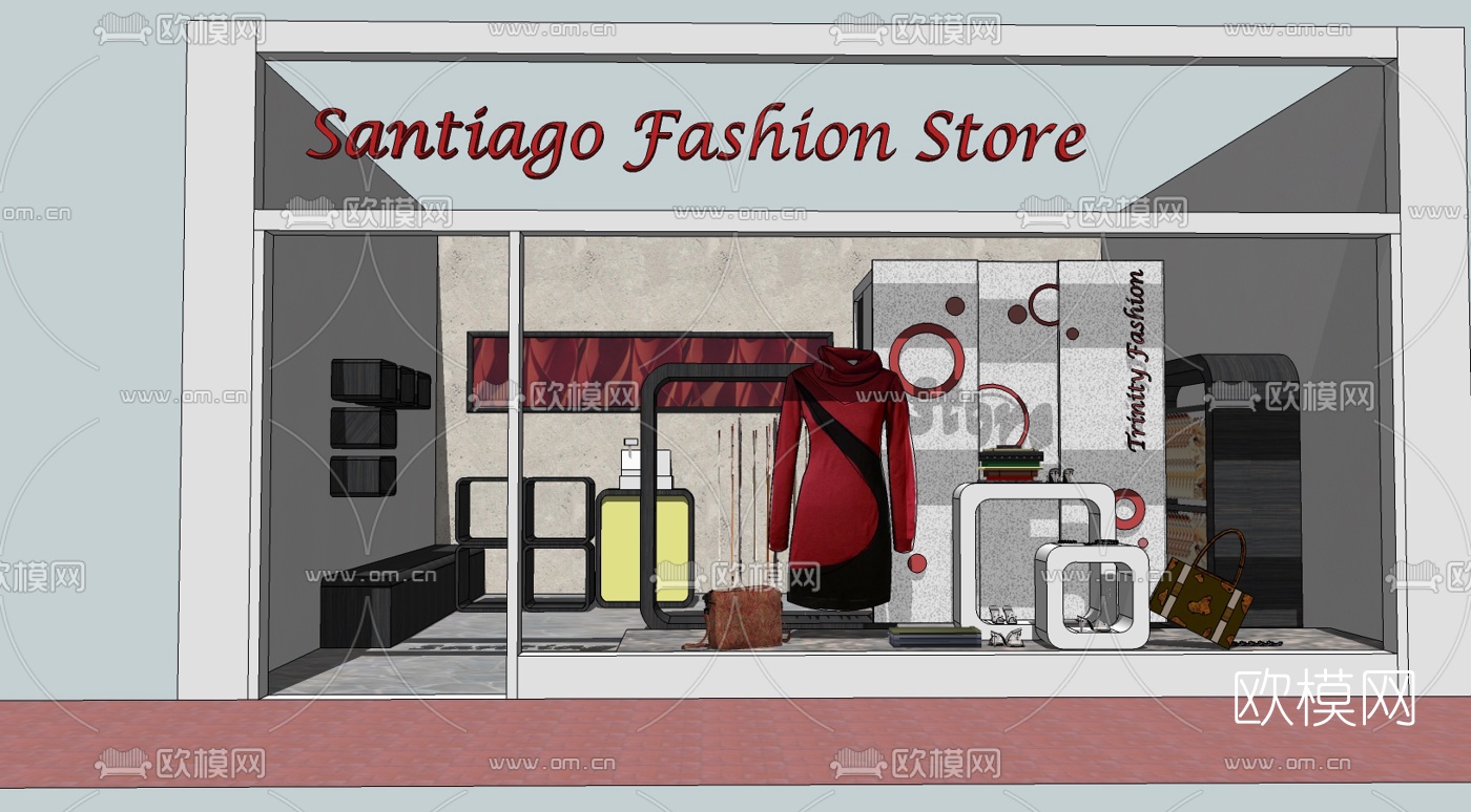 现代服装店免费su模型下载（渲染图1）
