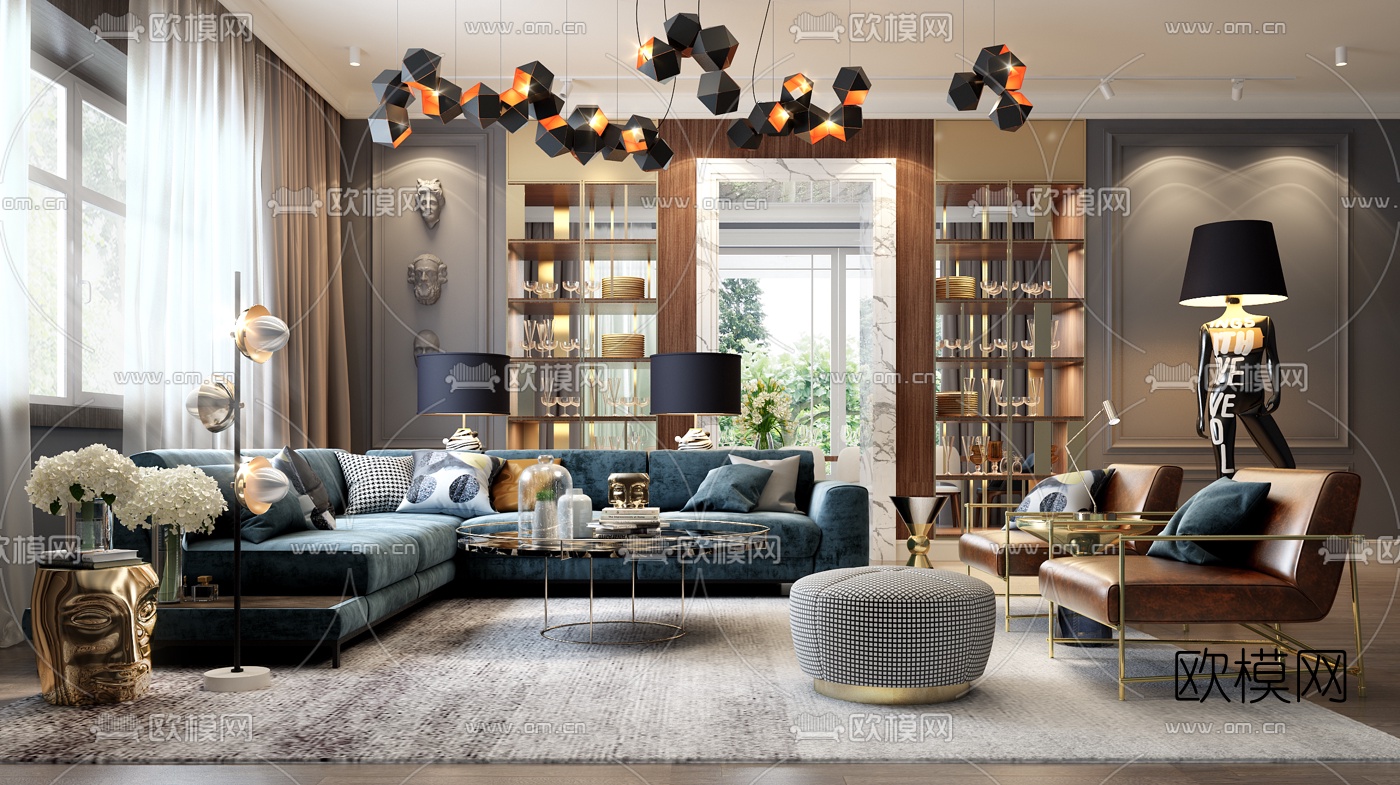 后现代组合沙发3d模型下载