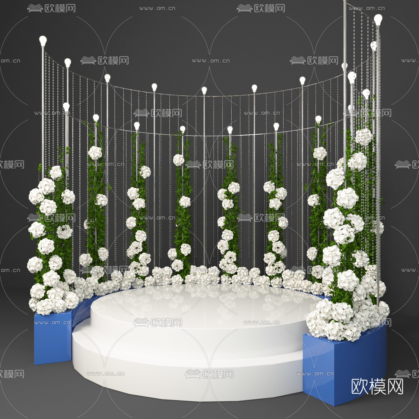 现代婚礼花艺舞台3d模型