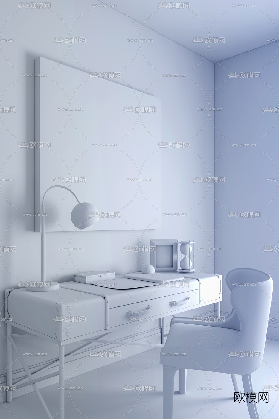 工业风书桌椅3d模型下载（渲染图2）