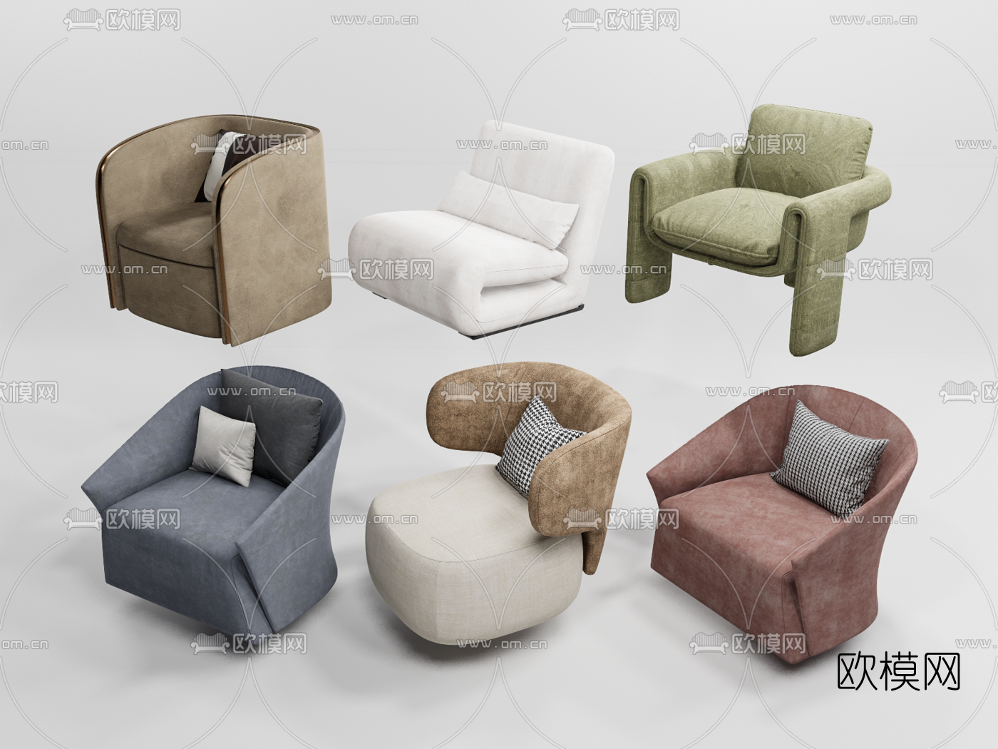 现代布艺休闲沙发su模型下载（渲染图1）