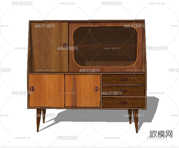 北欧实木餐边柜su模型下载（渲染图2）