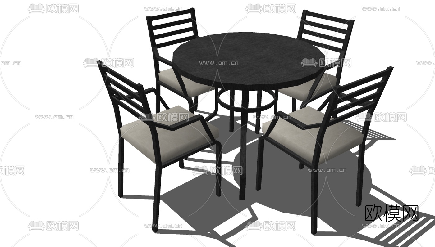 现代桌椅组合免费su模型下载