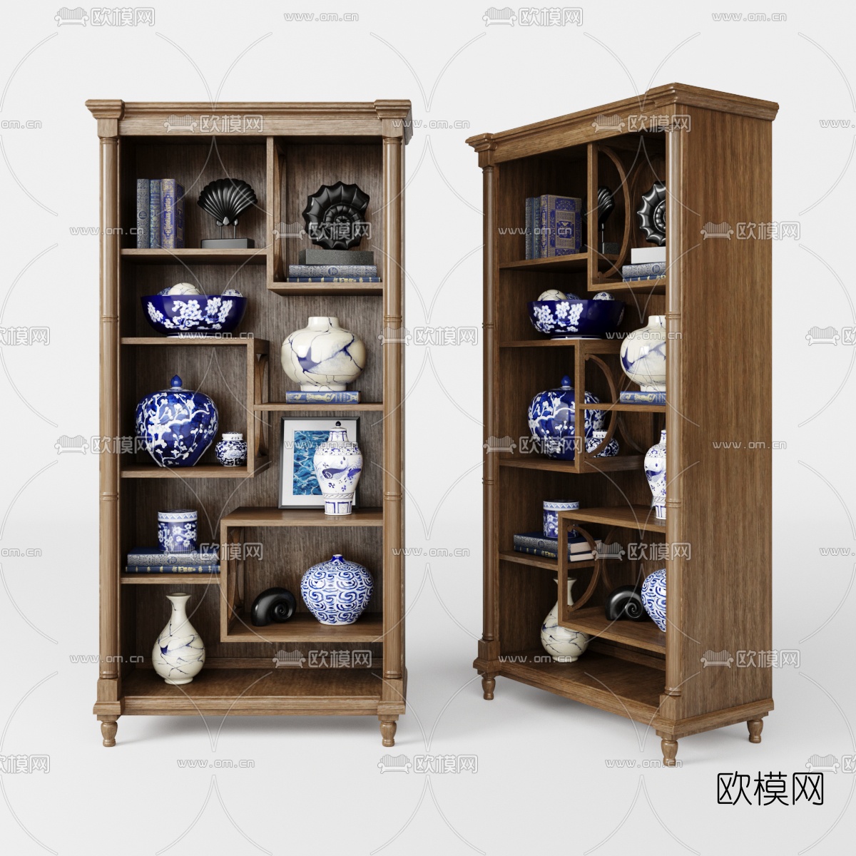 中式实木装饰柜3d模型下载
