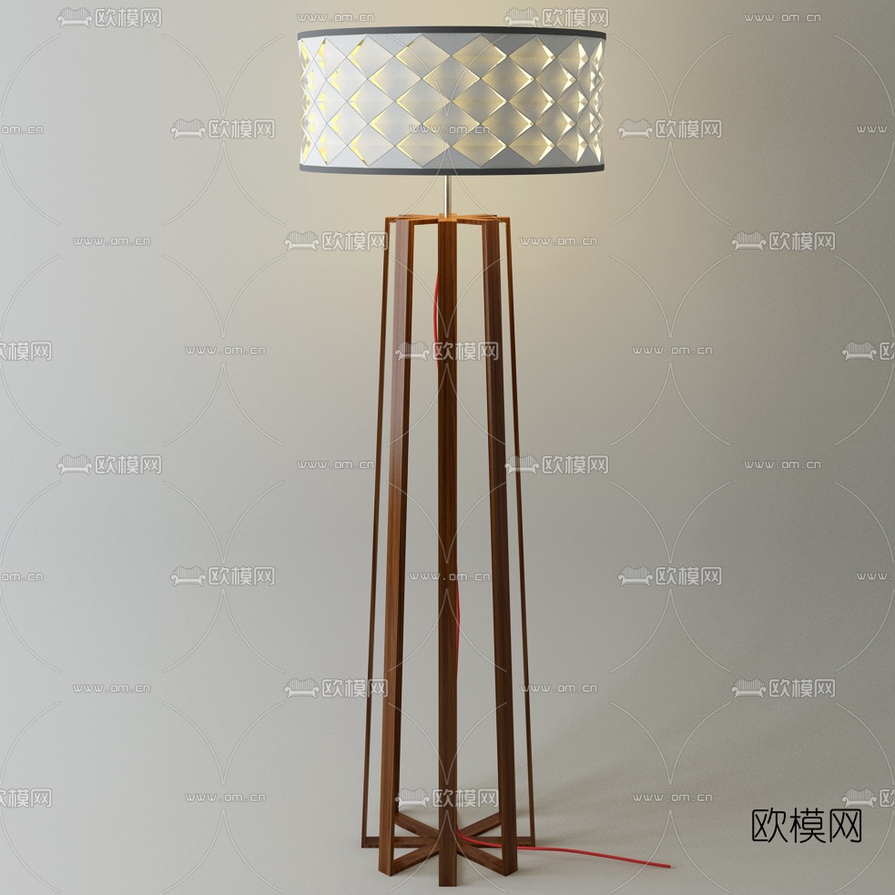 北欧实木落地灯3d模型下载