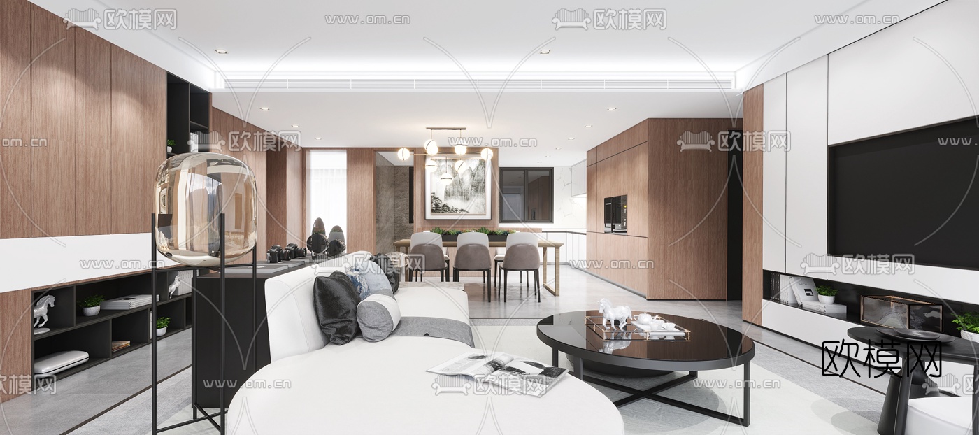 赛瑞迪普空间设计-样板间客厅3d模型-免费3dmax模型库-欧模网