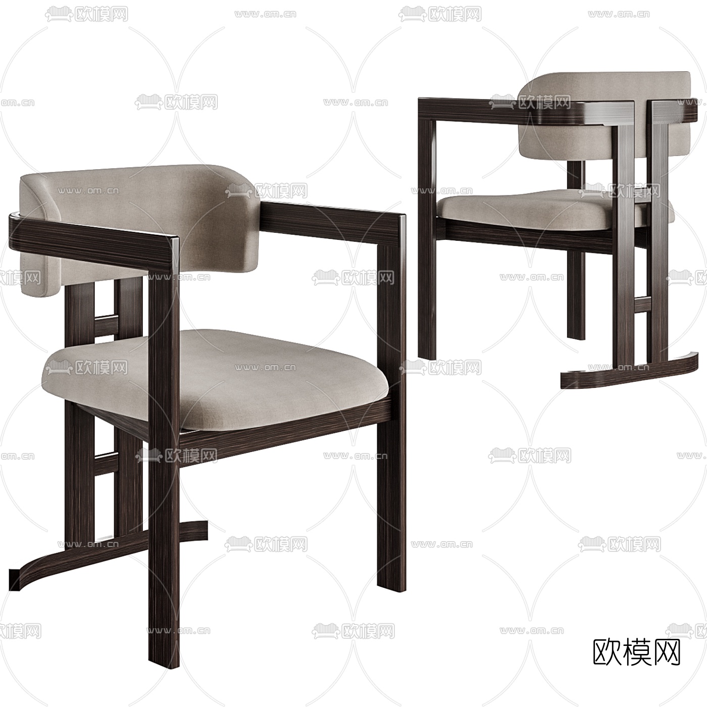 新中式扶手单椅3d模型下载