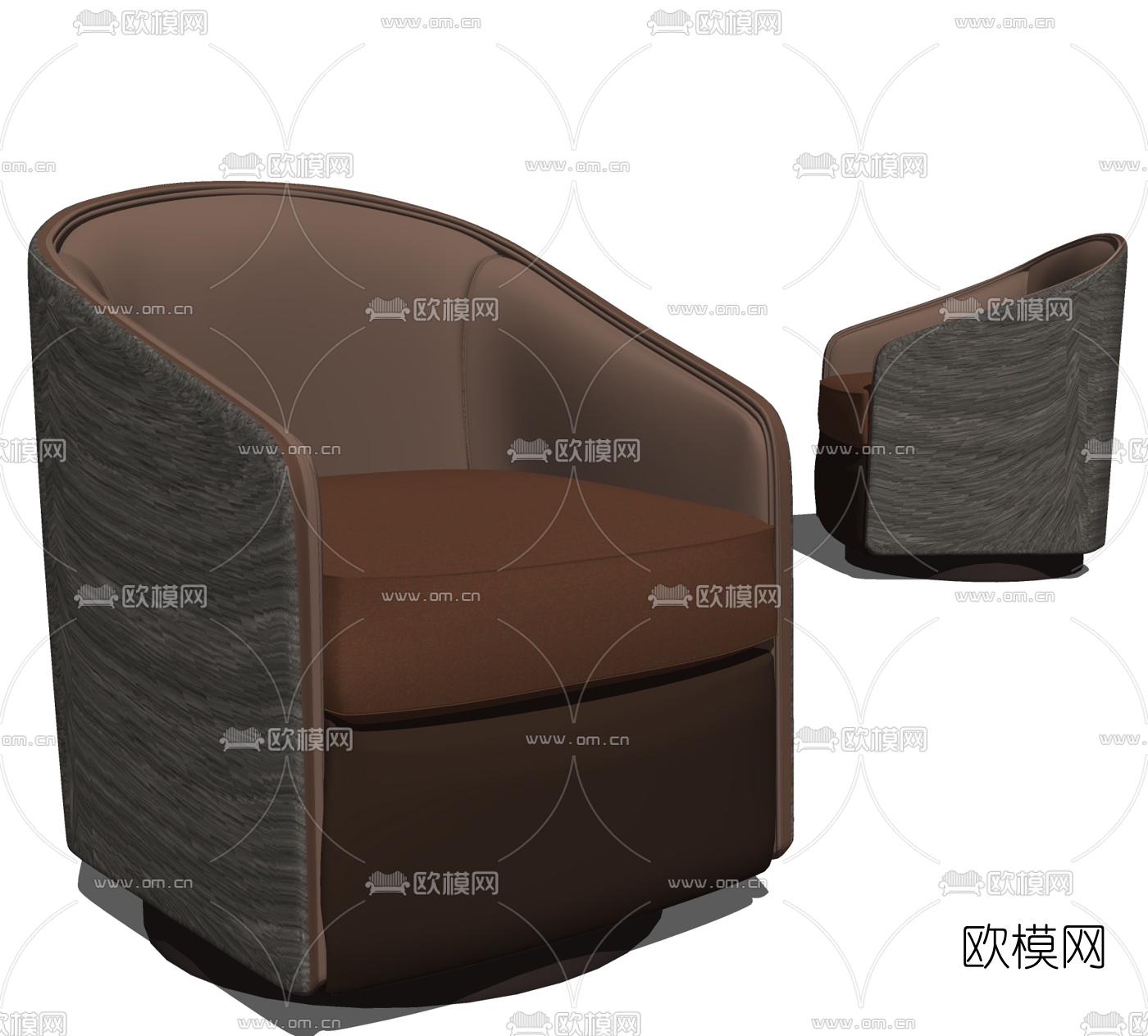 现代皮革单人沙发su模型下载