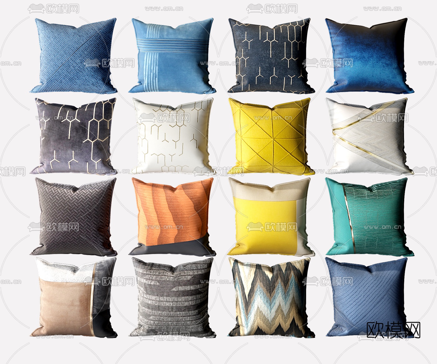 现代布艺抱枕3d模型下载