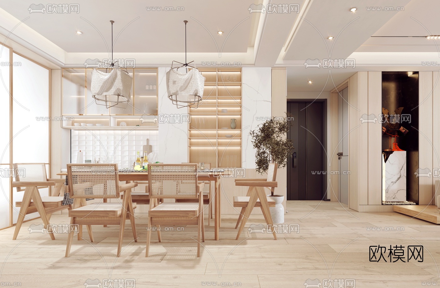 日式餐厅3d模型下载