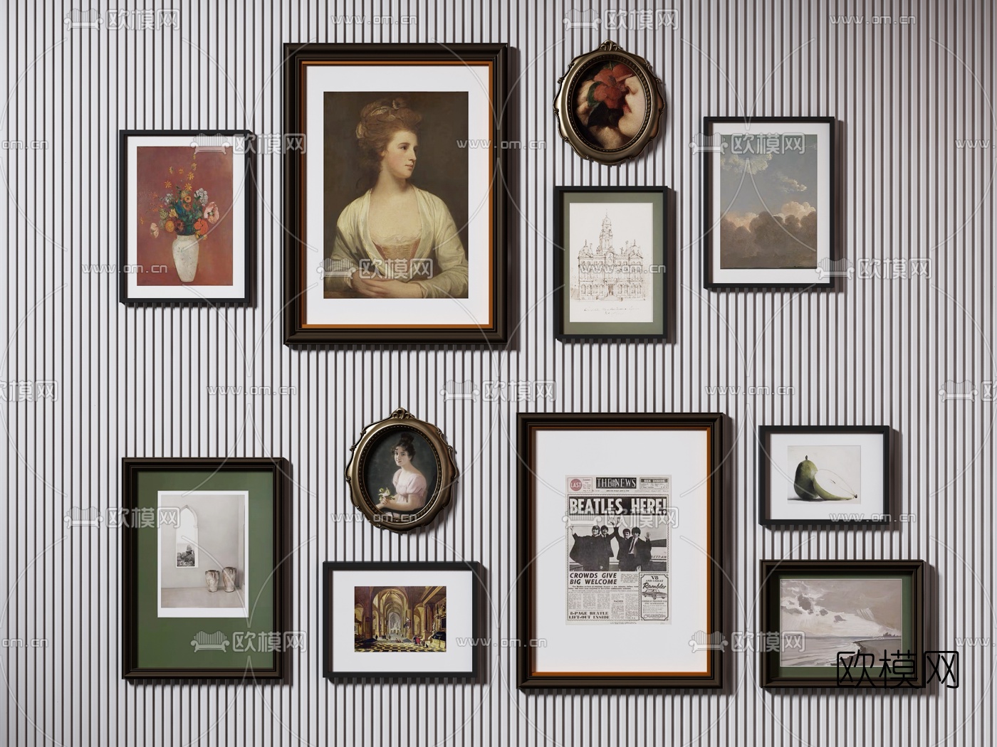 美式艺术装饰挂画3d模型下载