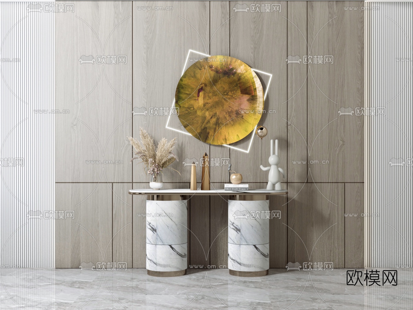 现代端景条案3d模型下载