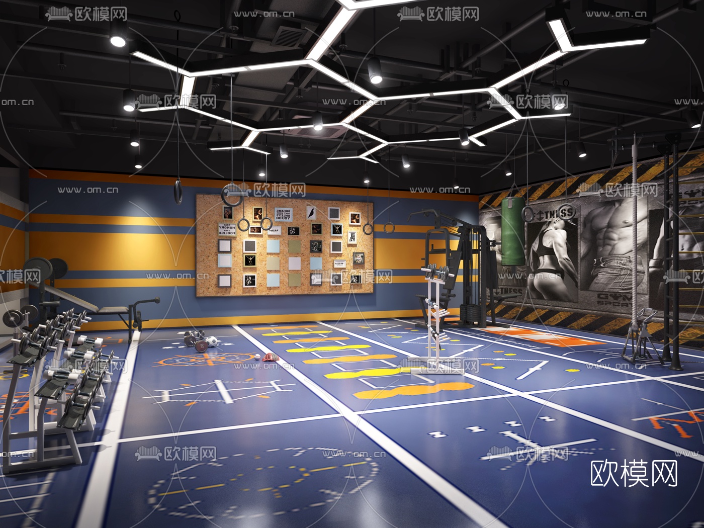 现代健身房私教区3d模型