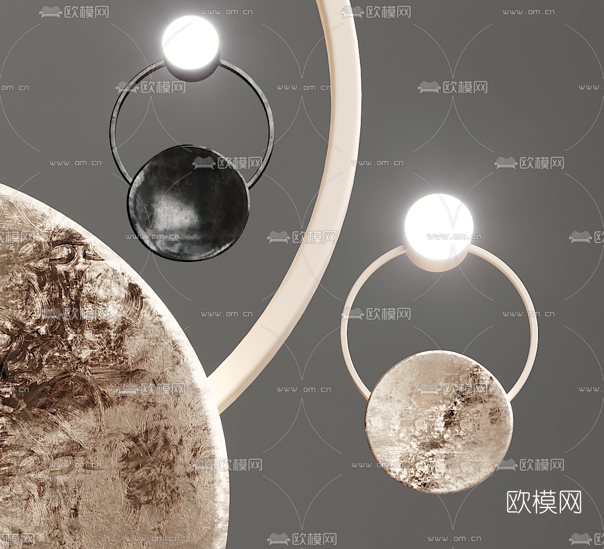 工业风铁艺壁灯3d模型下载