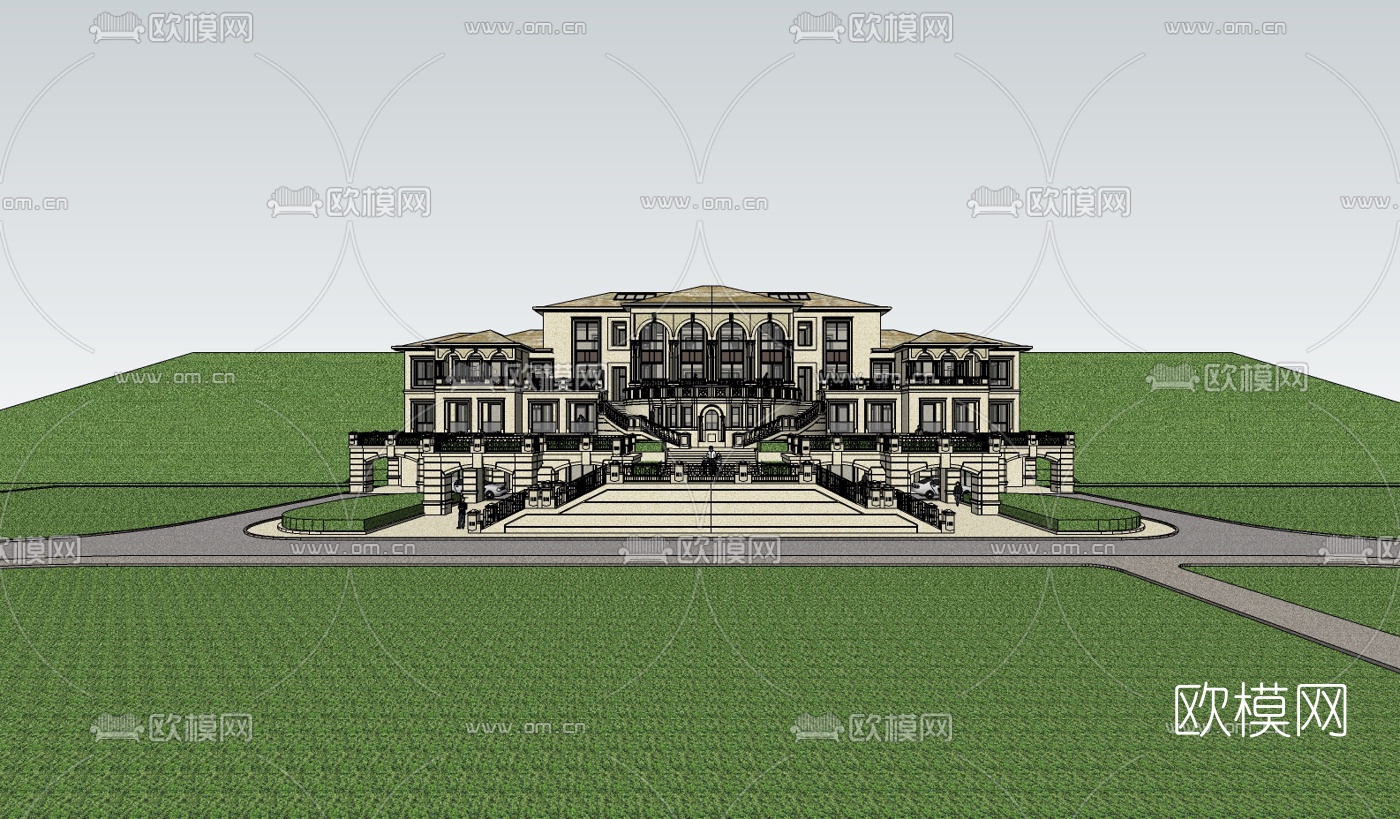 欧式别墅su模型下载（渲染图4）