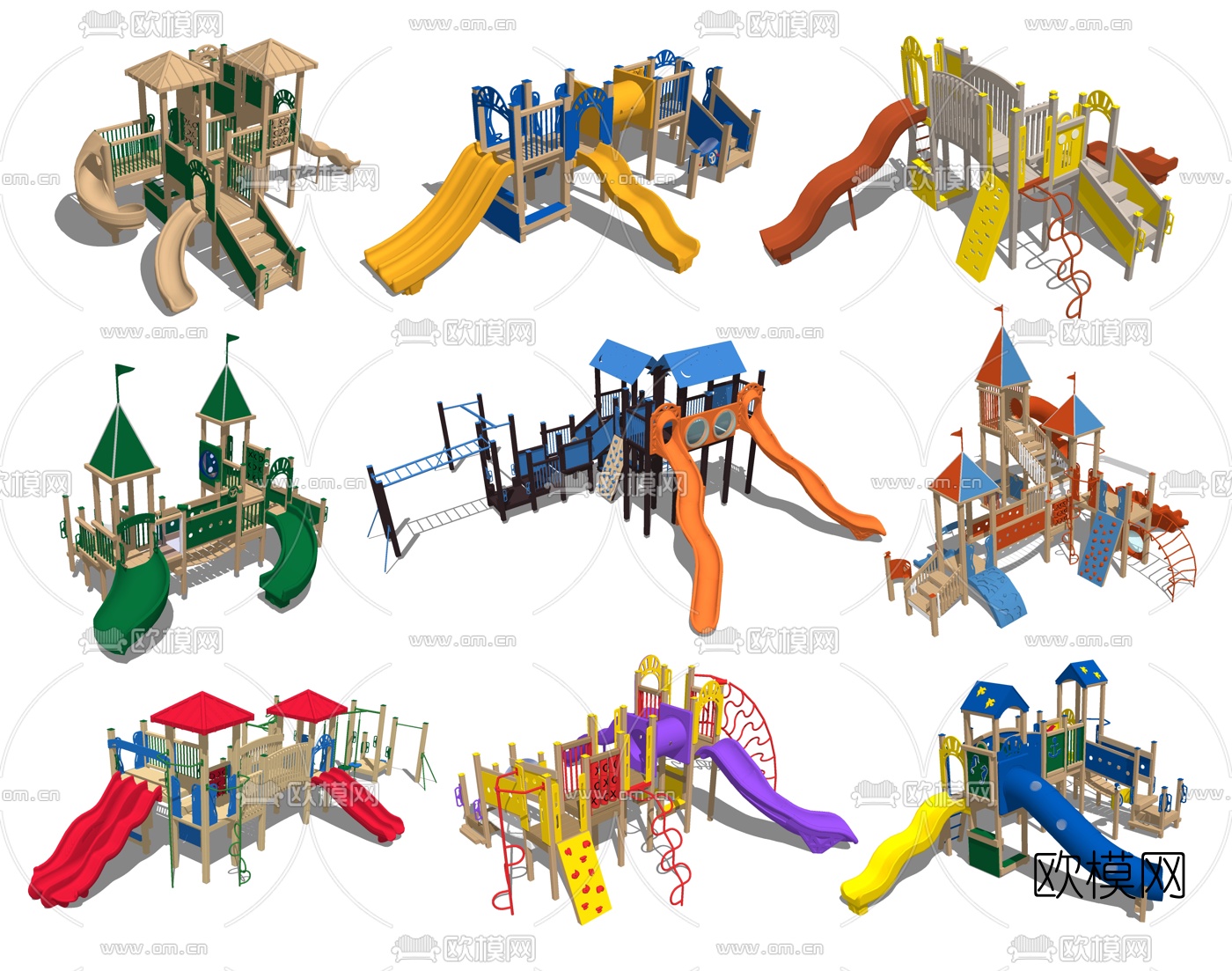 现代儿童滑梯su模型下载
