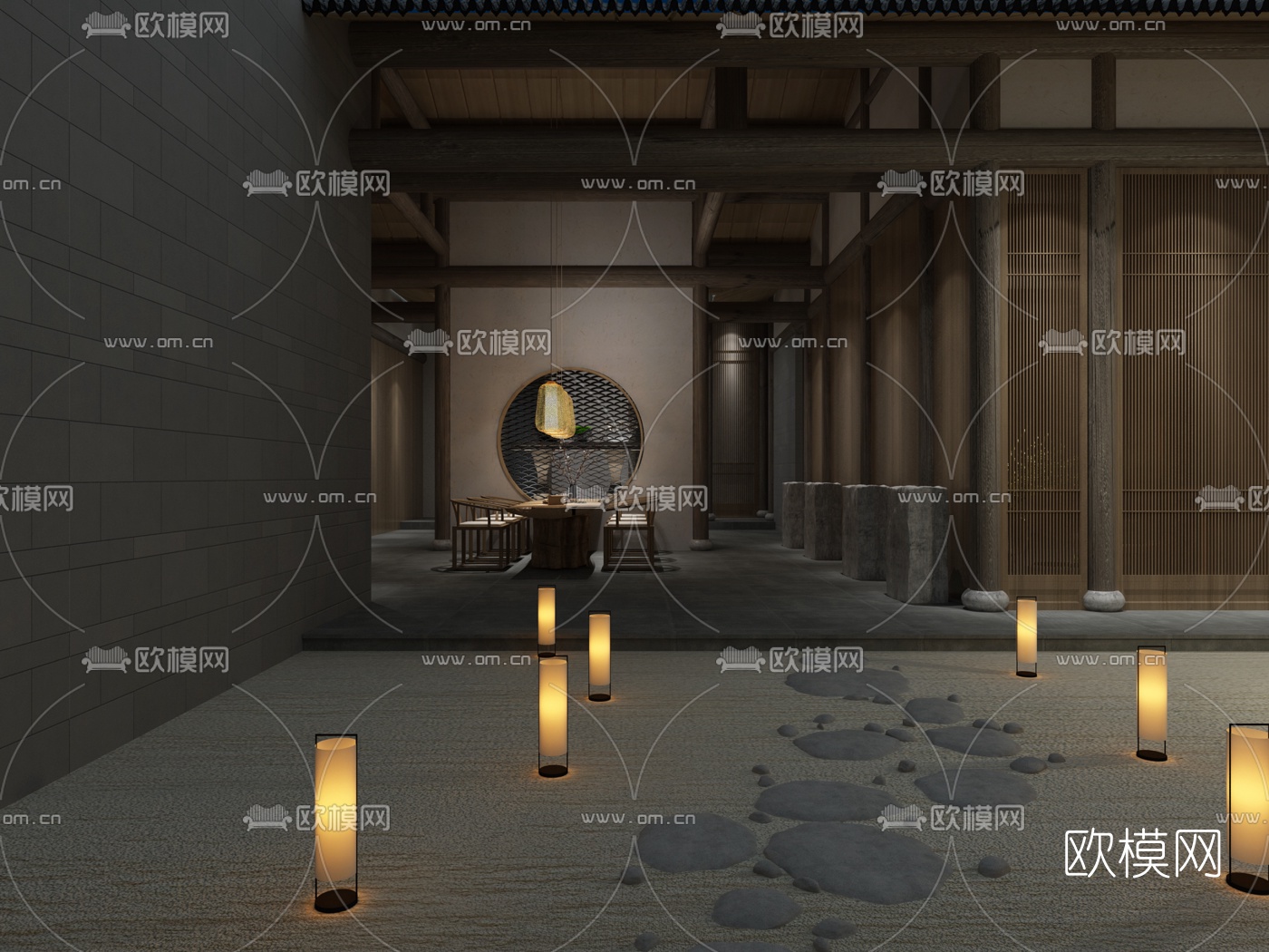 中式会所茶室3D模型