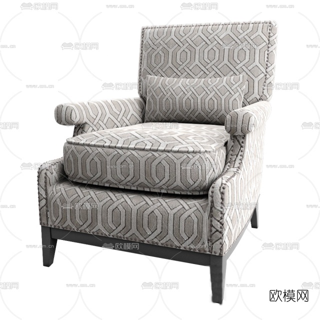 欧式布艺休闲沙发3D模型下载