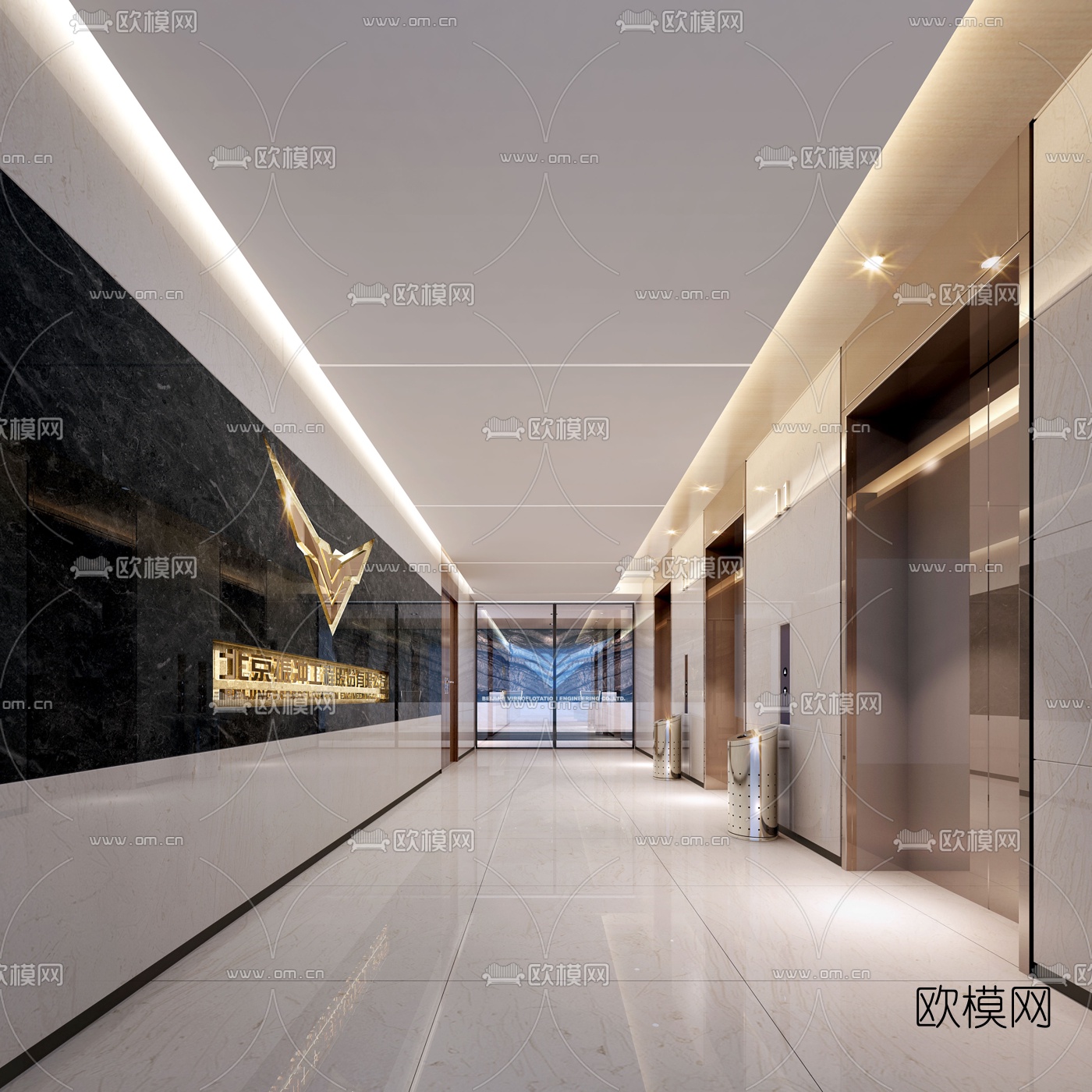现代电梯厅3D模型