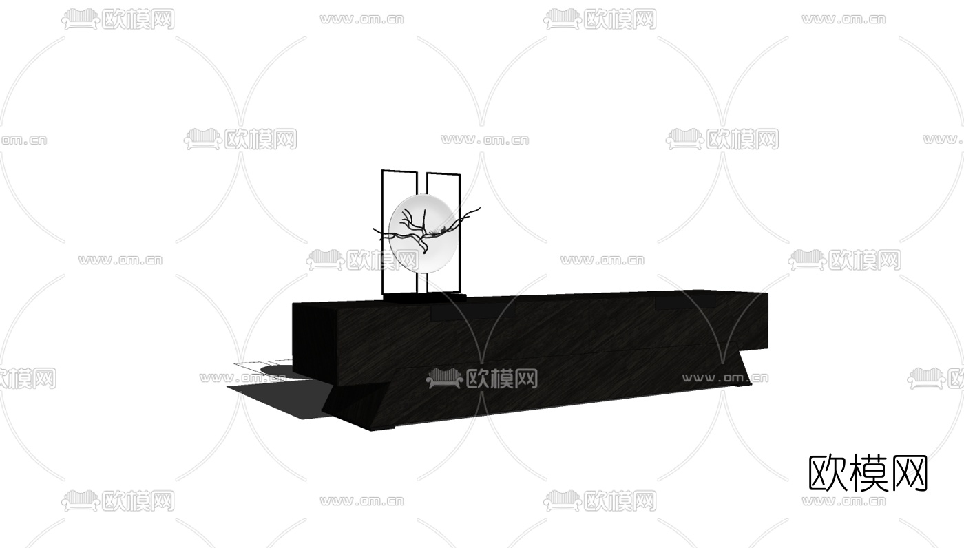 中式端景条案免费su模型下载（渲染图2）