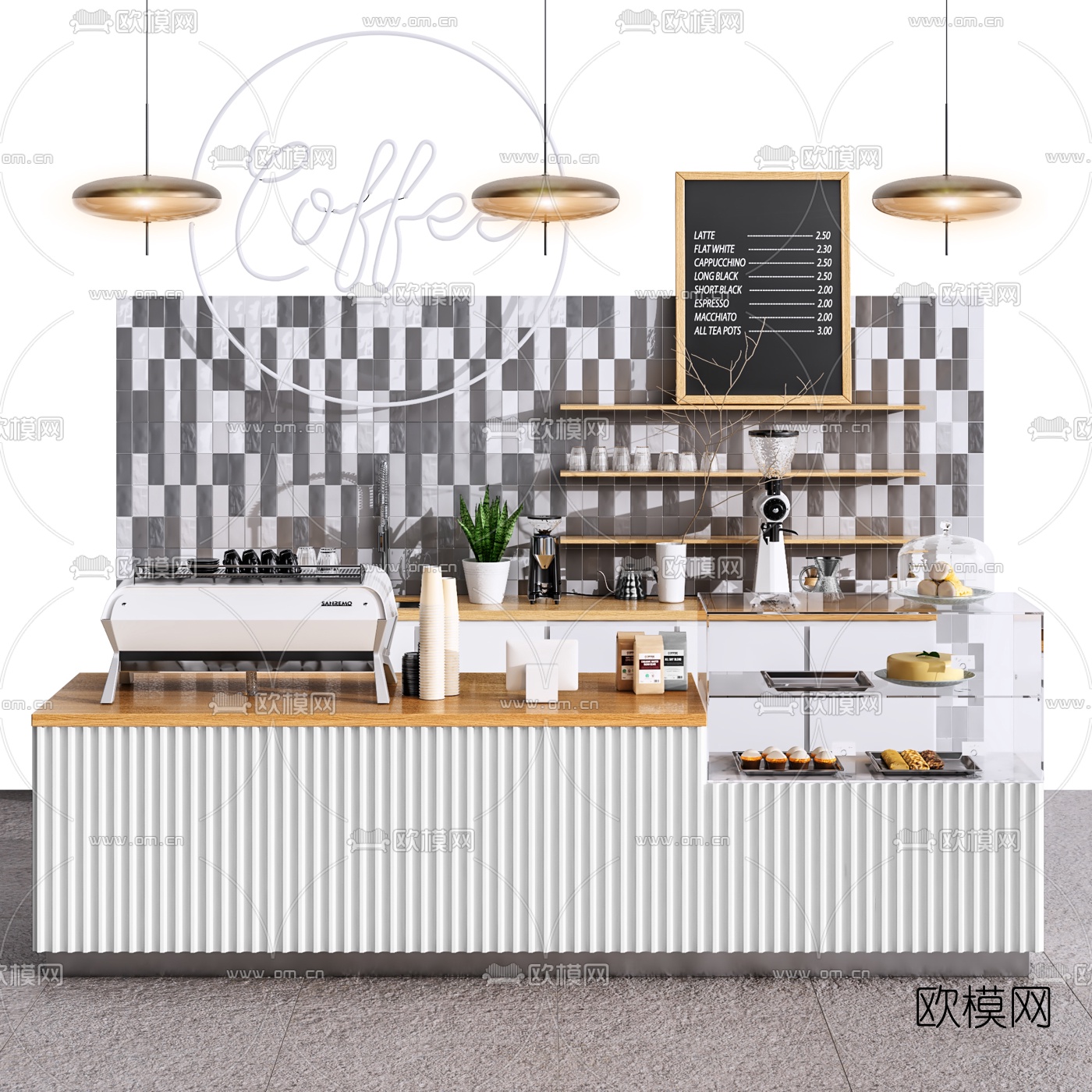 北欧咖啡厅操作台3d模型下载
