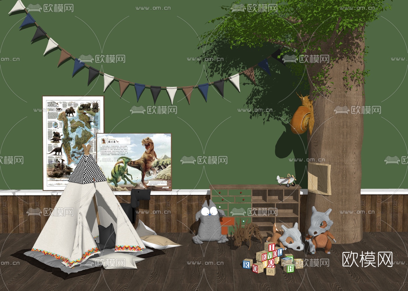 现代儿童玩具帐篷su模型下载