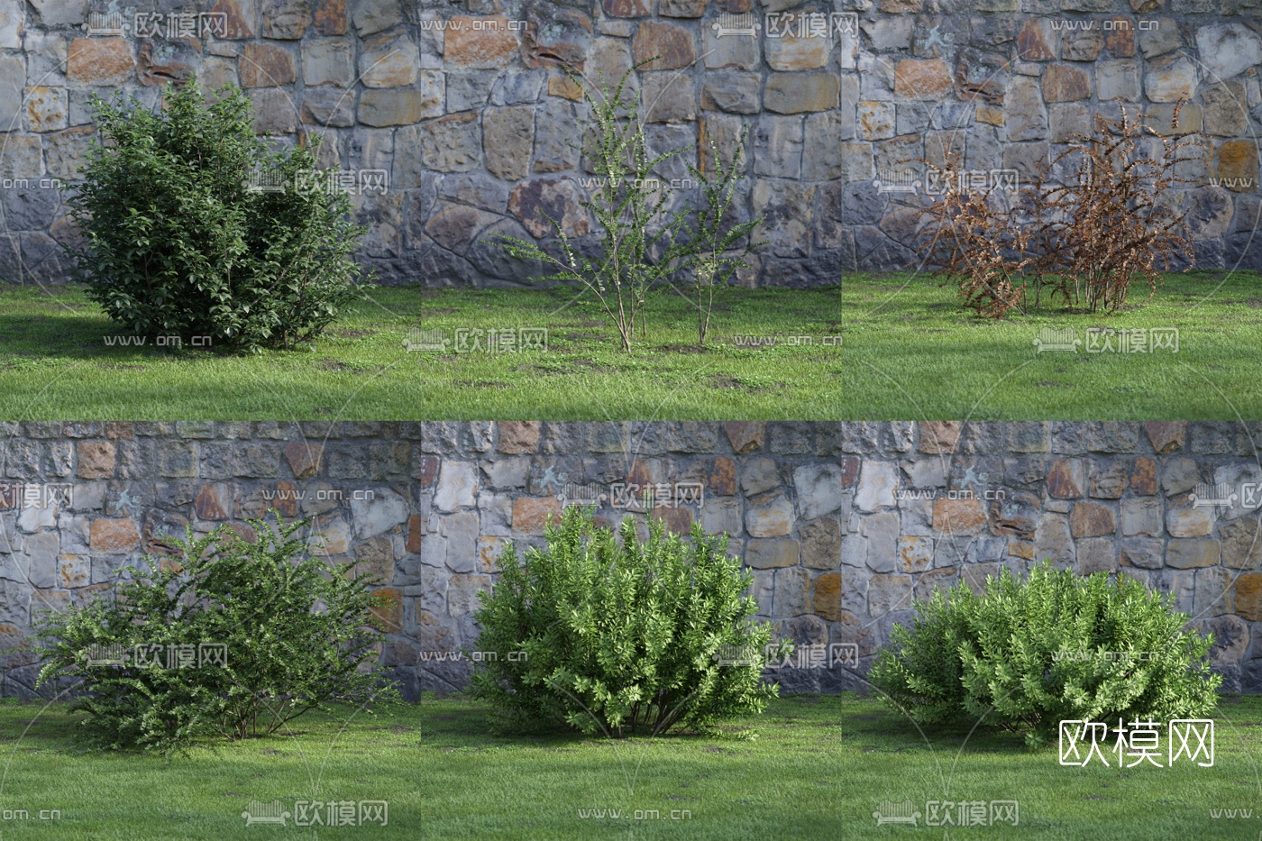 现代灌木丛3d模型-免费3dmax模型库-欧模网