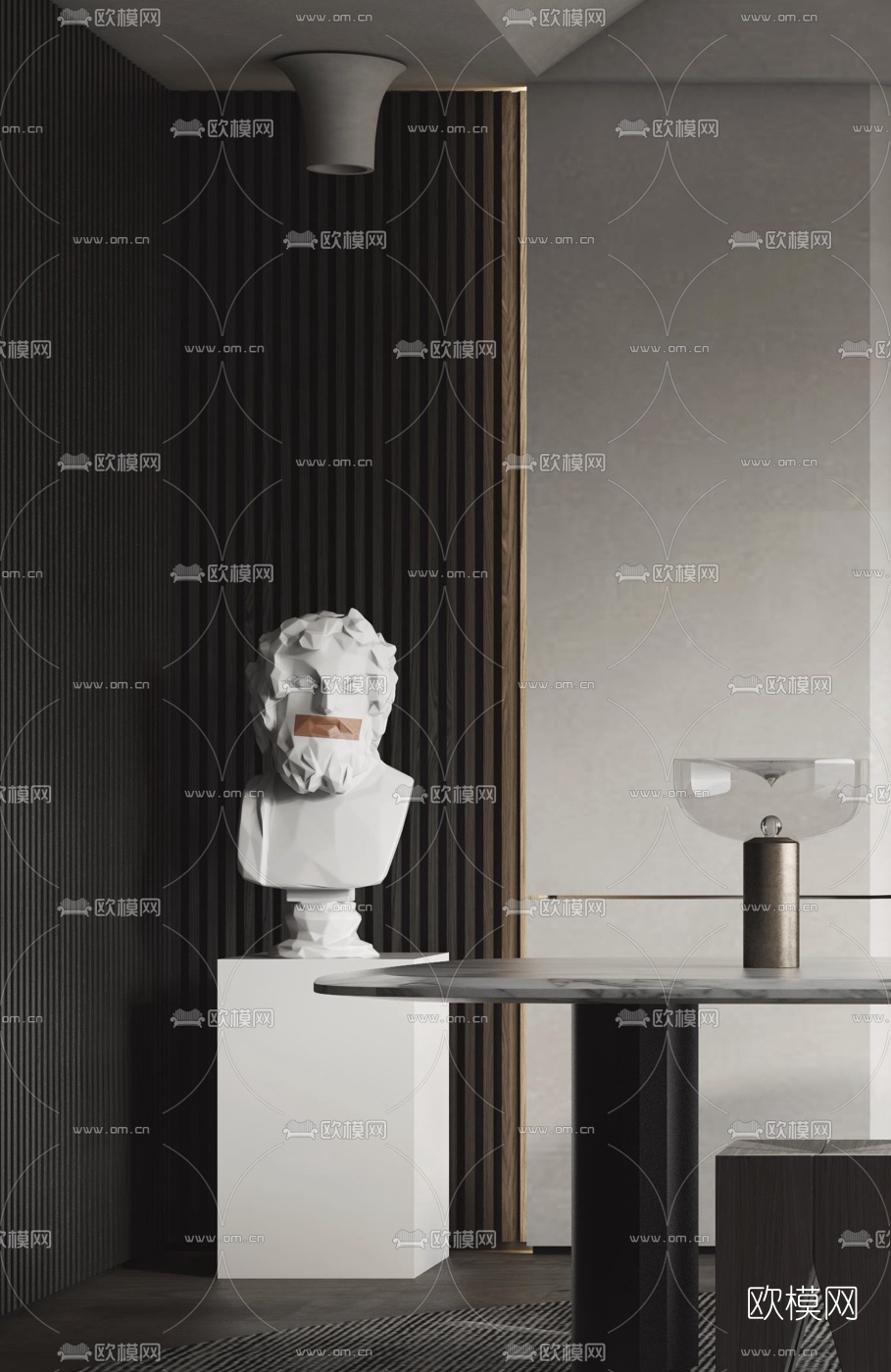 侘寂书桌椅3d模型下载（渲染图2）