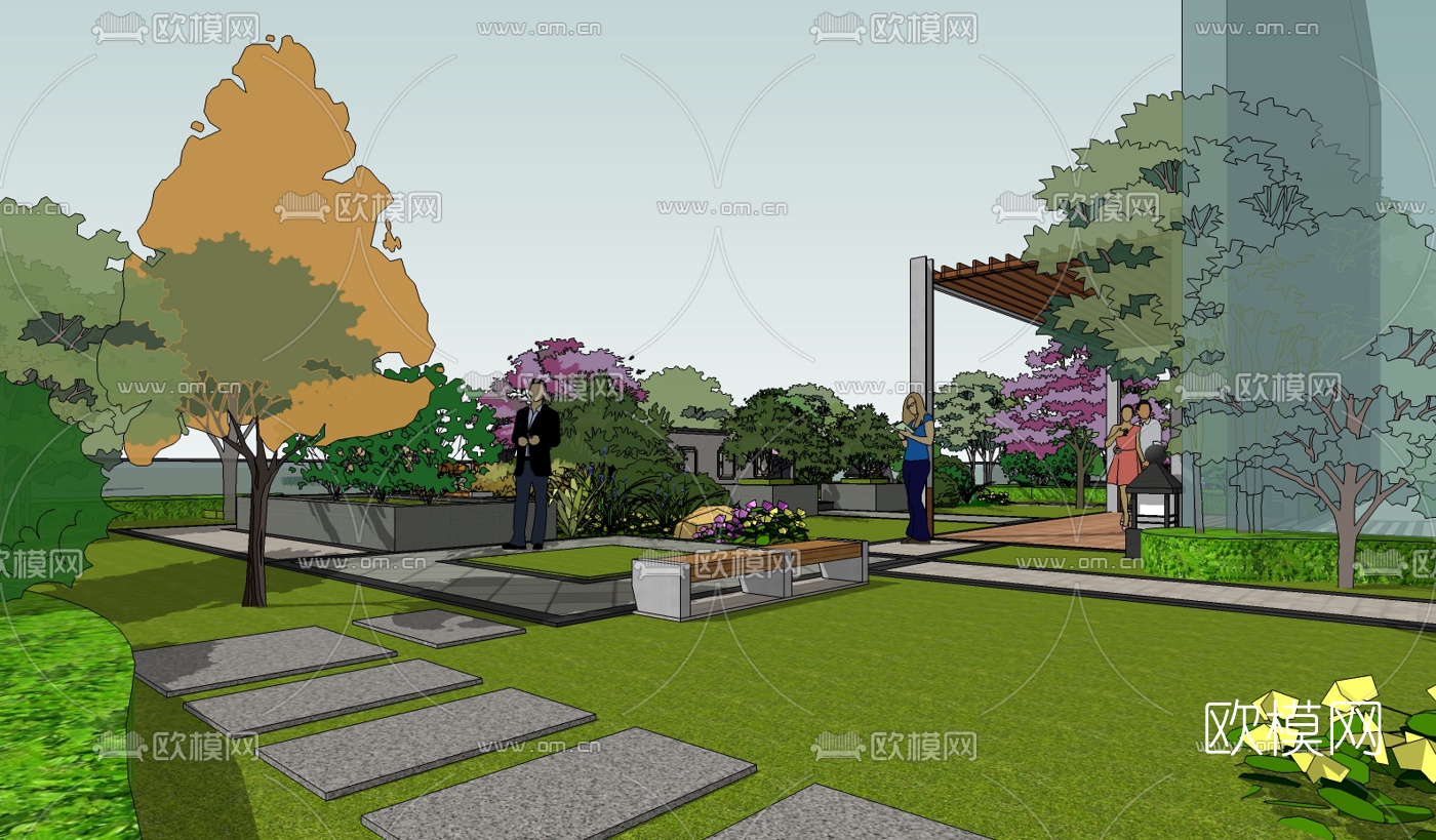 现代园林景观su模型