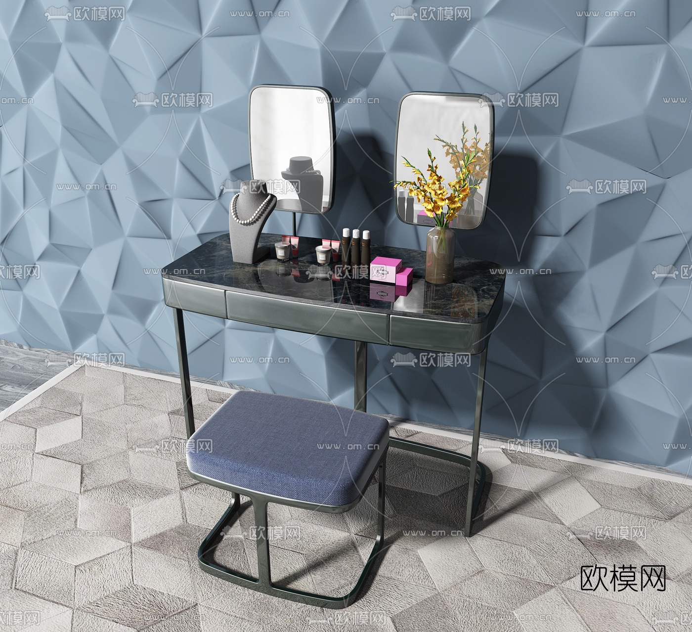 现代简约梳妆台3d模型