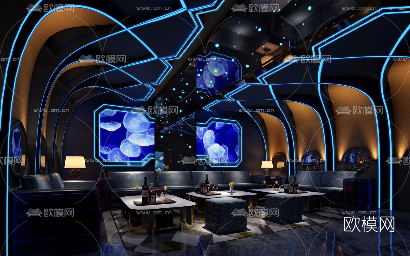 现代KTV包房3d模型下载