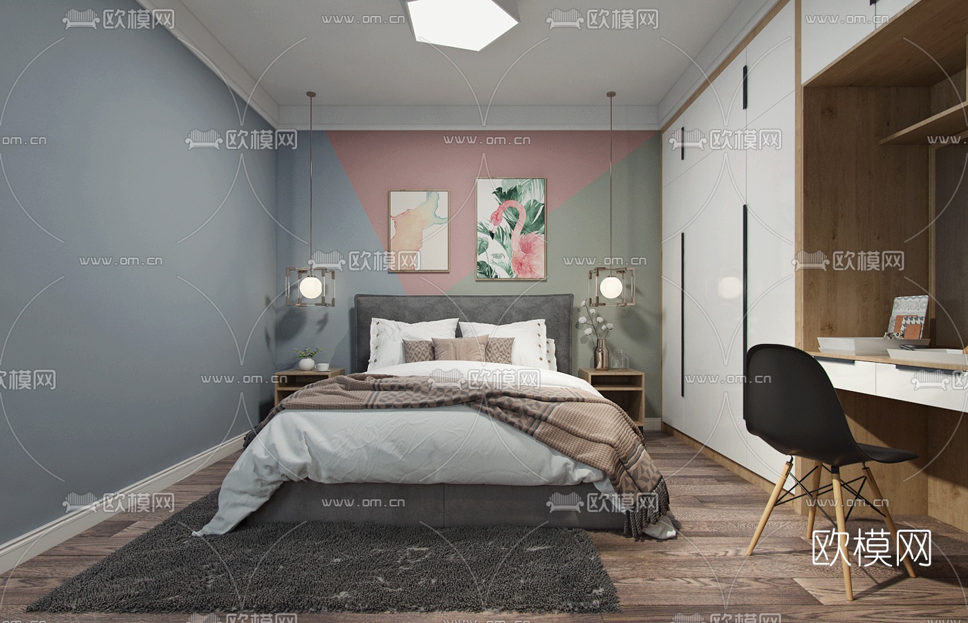 北欧公寓客厅餐厅厨房3d模型