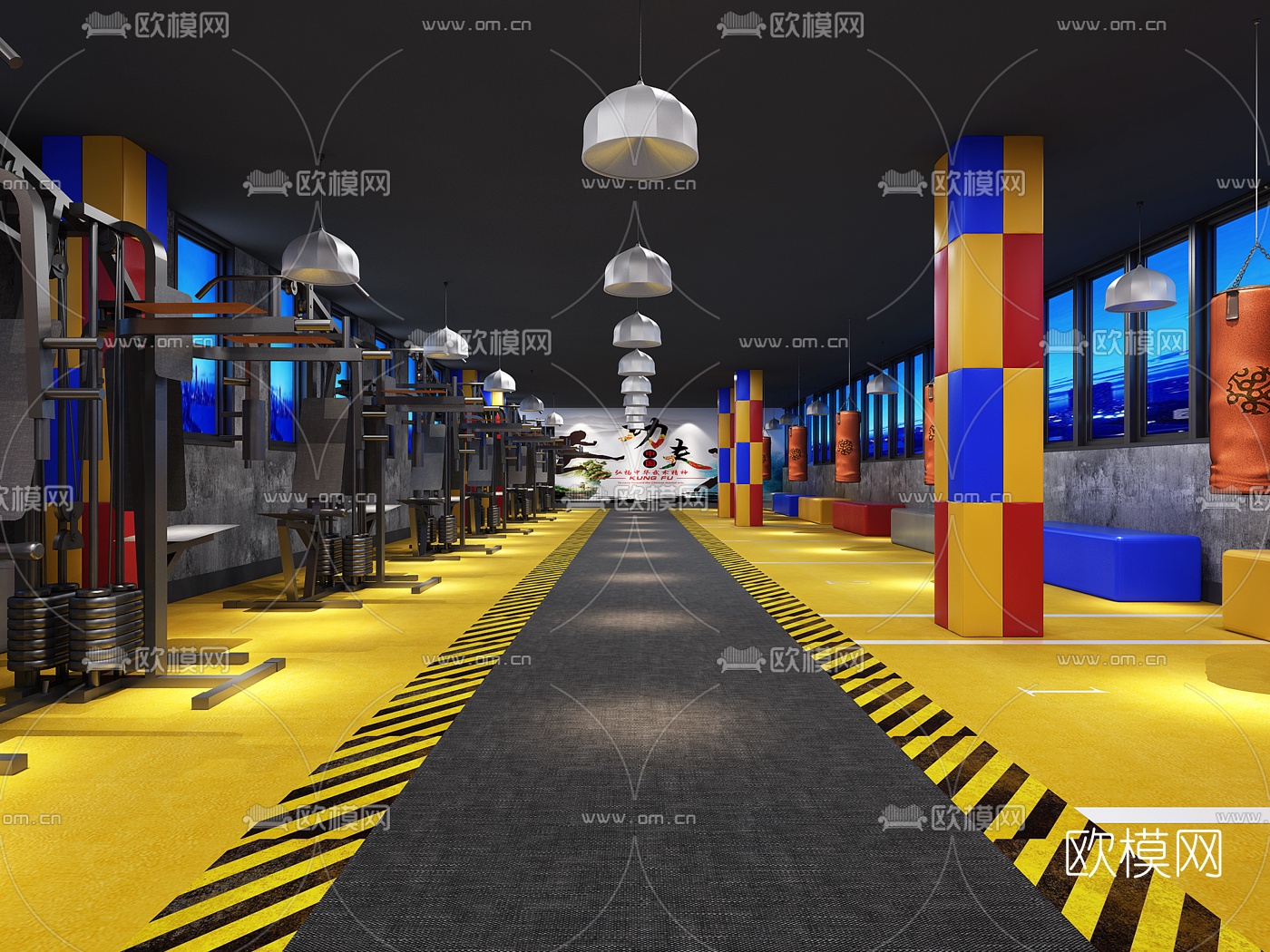 工业风健身房3D模型