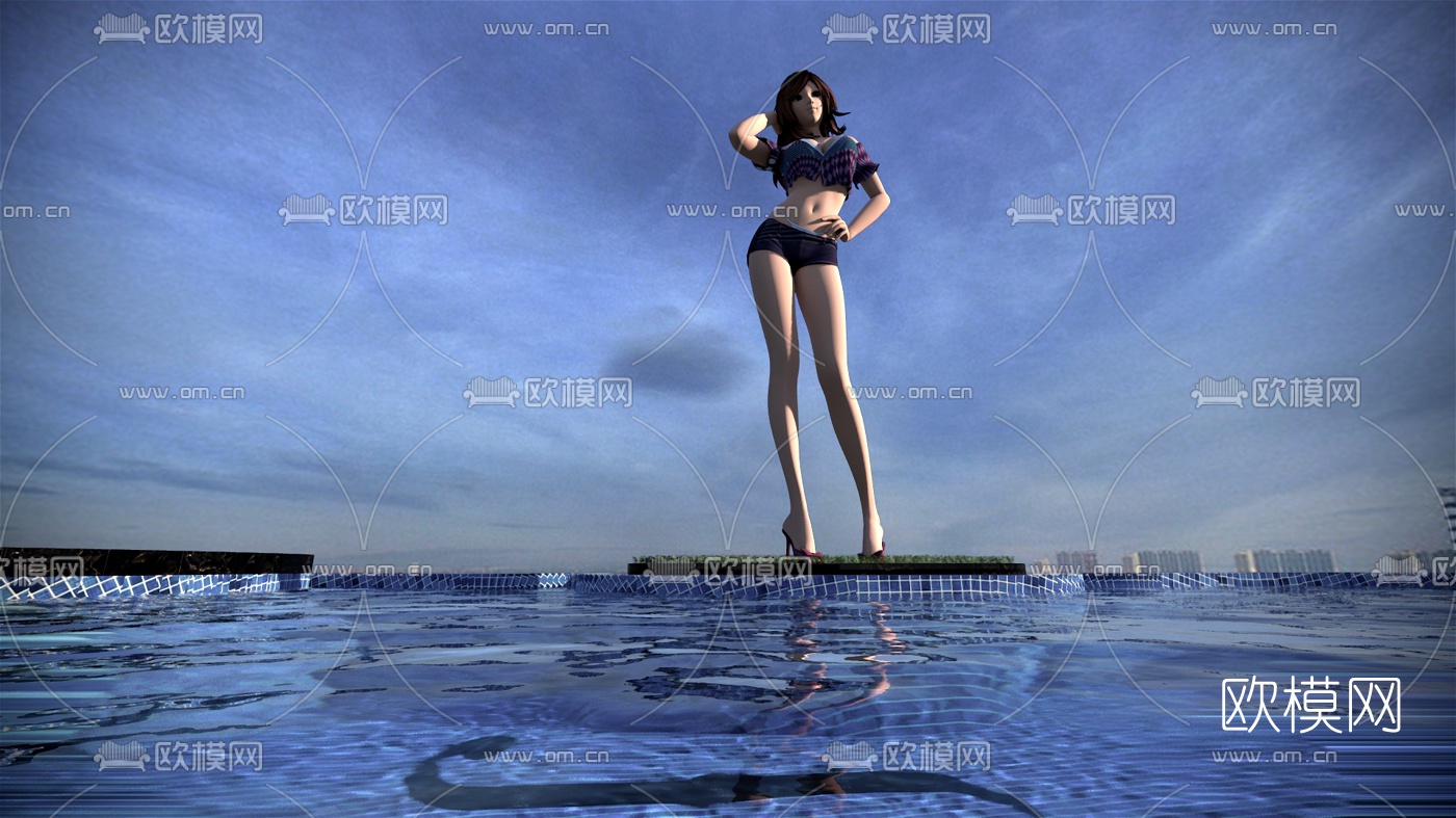 现代美女人物su模型