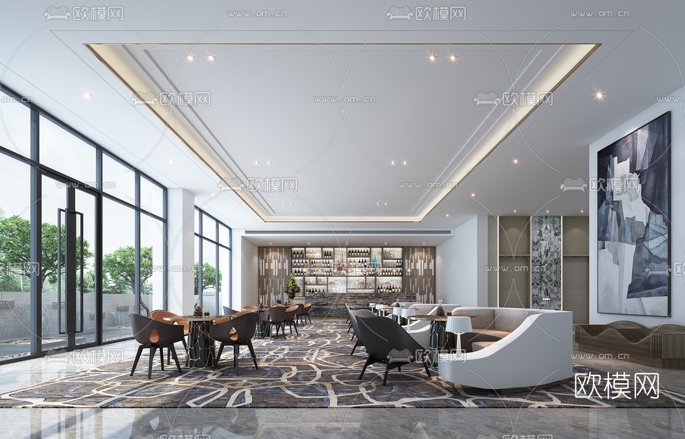 现代售楼处恰谈区3d模型下载