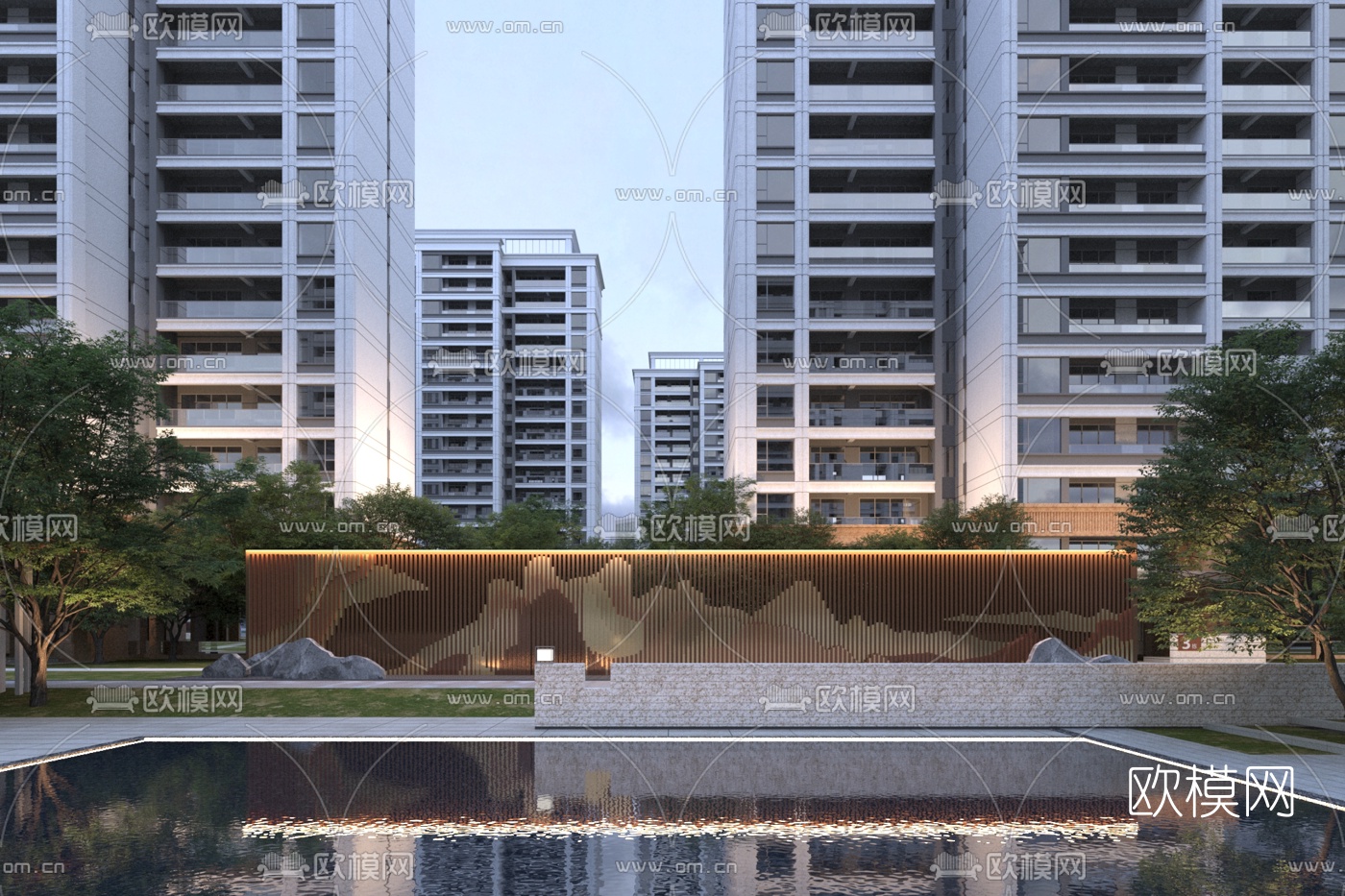 现代住宅小区庭院景观3d模型