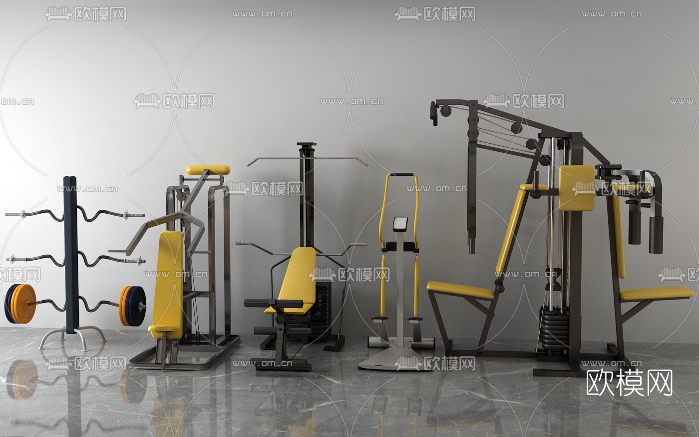 现代健身器材3d模型下载