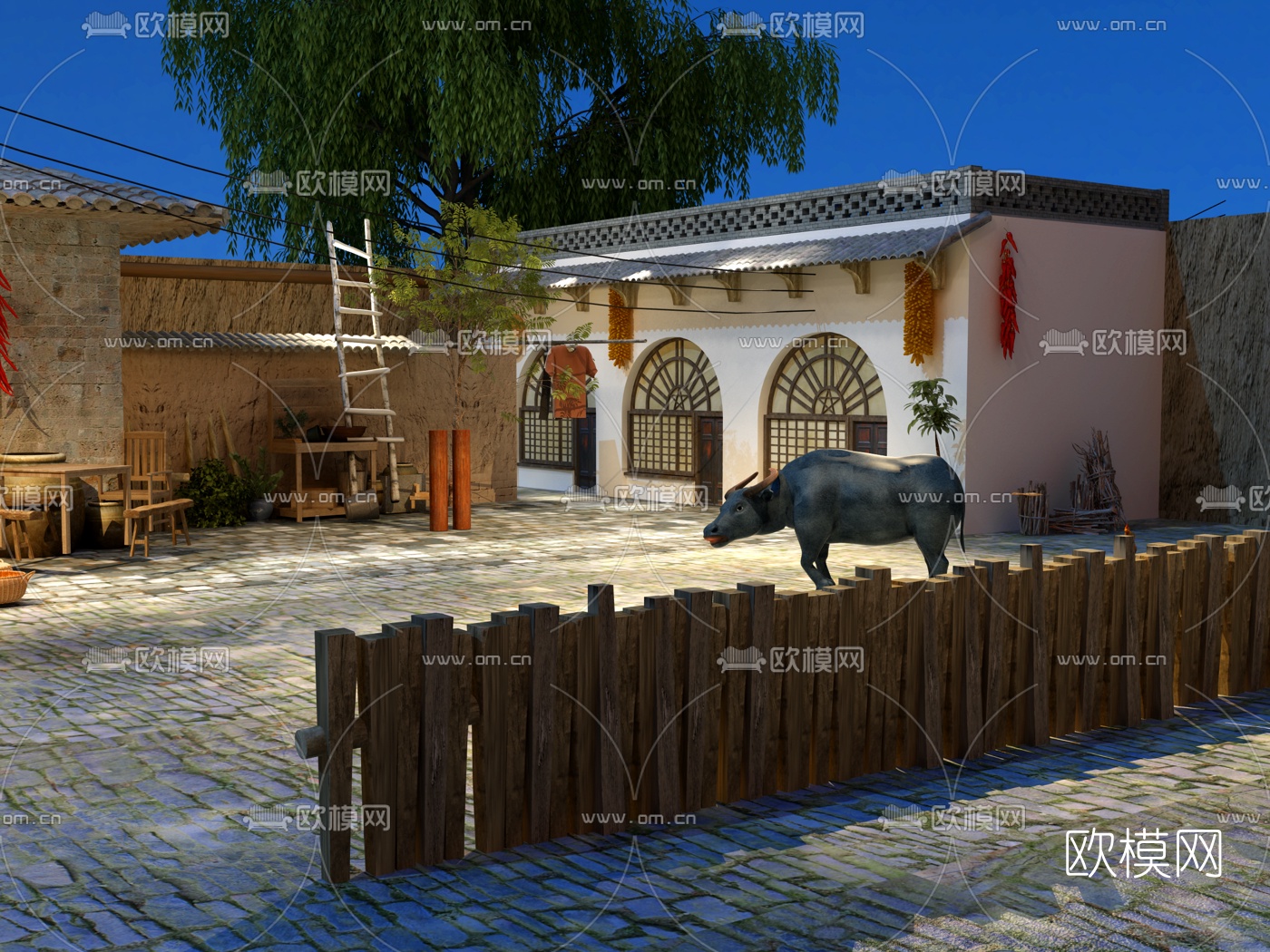 中式农家小院景观3d模型