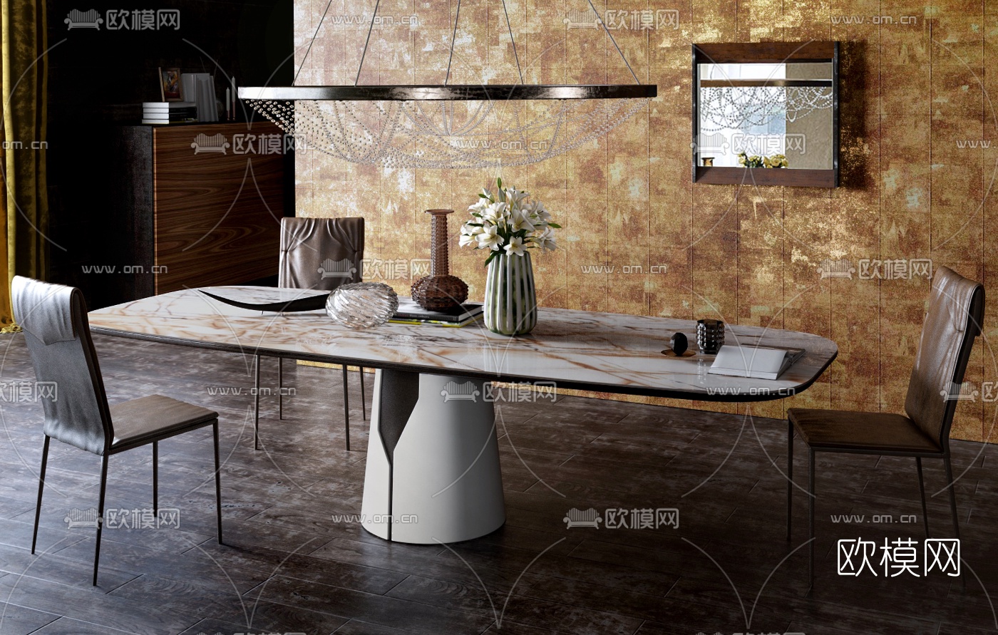意大利Cattelan Italia品牌 现代大理石餐桌椅3d模型