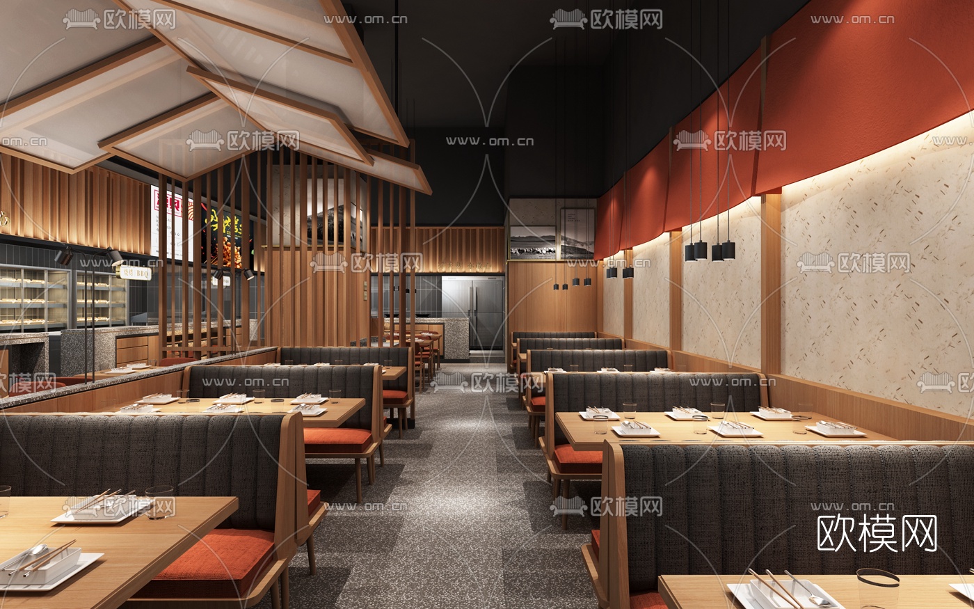 新中式主题餐厅3d模型