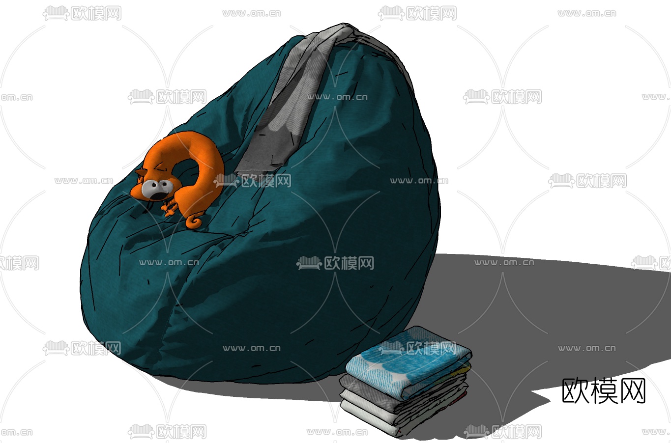 现代懒人沙发su模型下载（渲染图2）