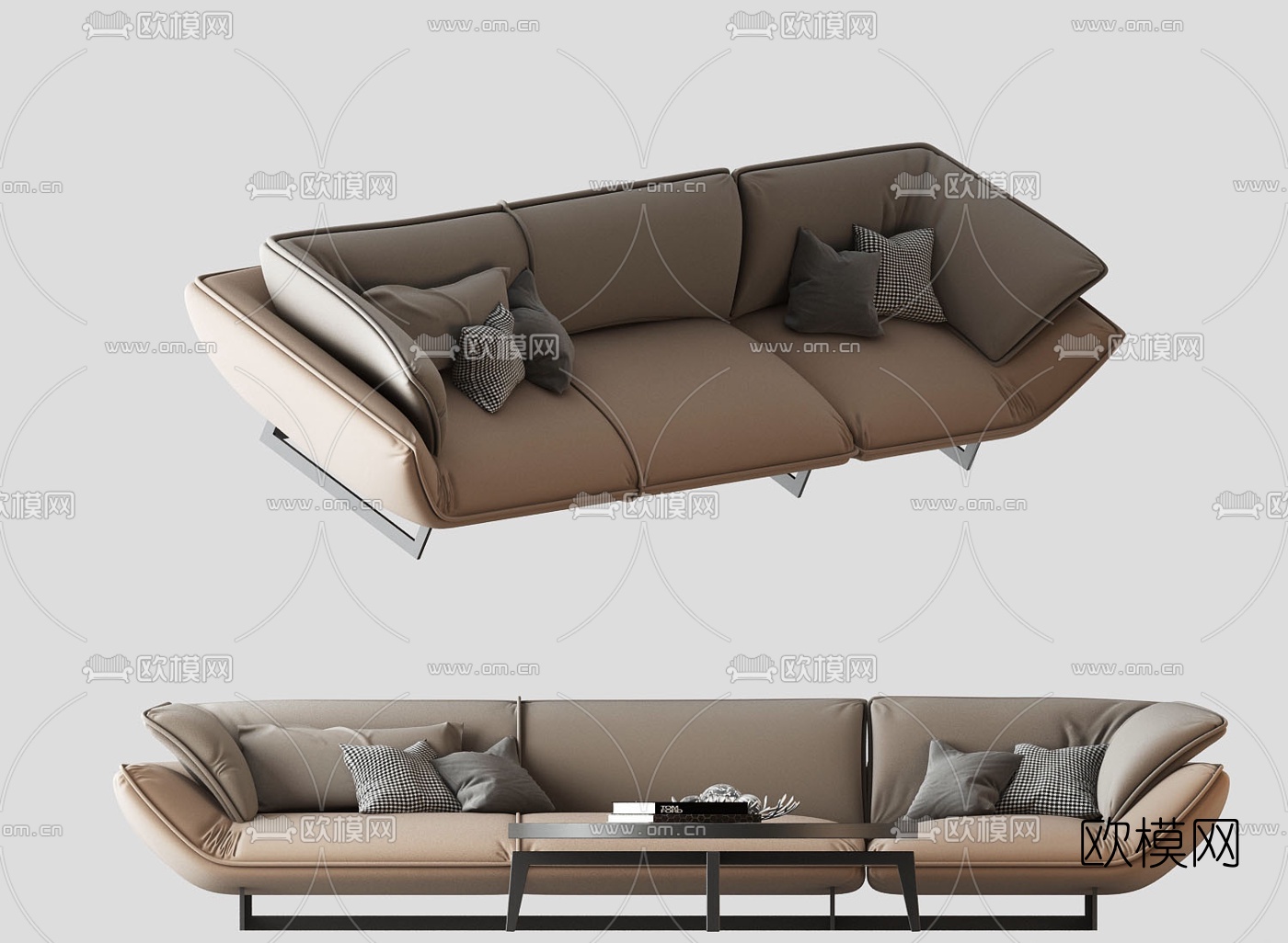 现代布艺办公沙发3d模型下载