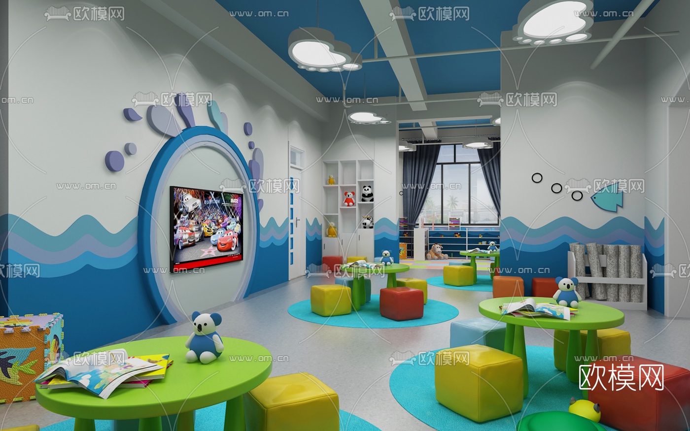 现代幼儿园活动室3d模型