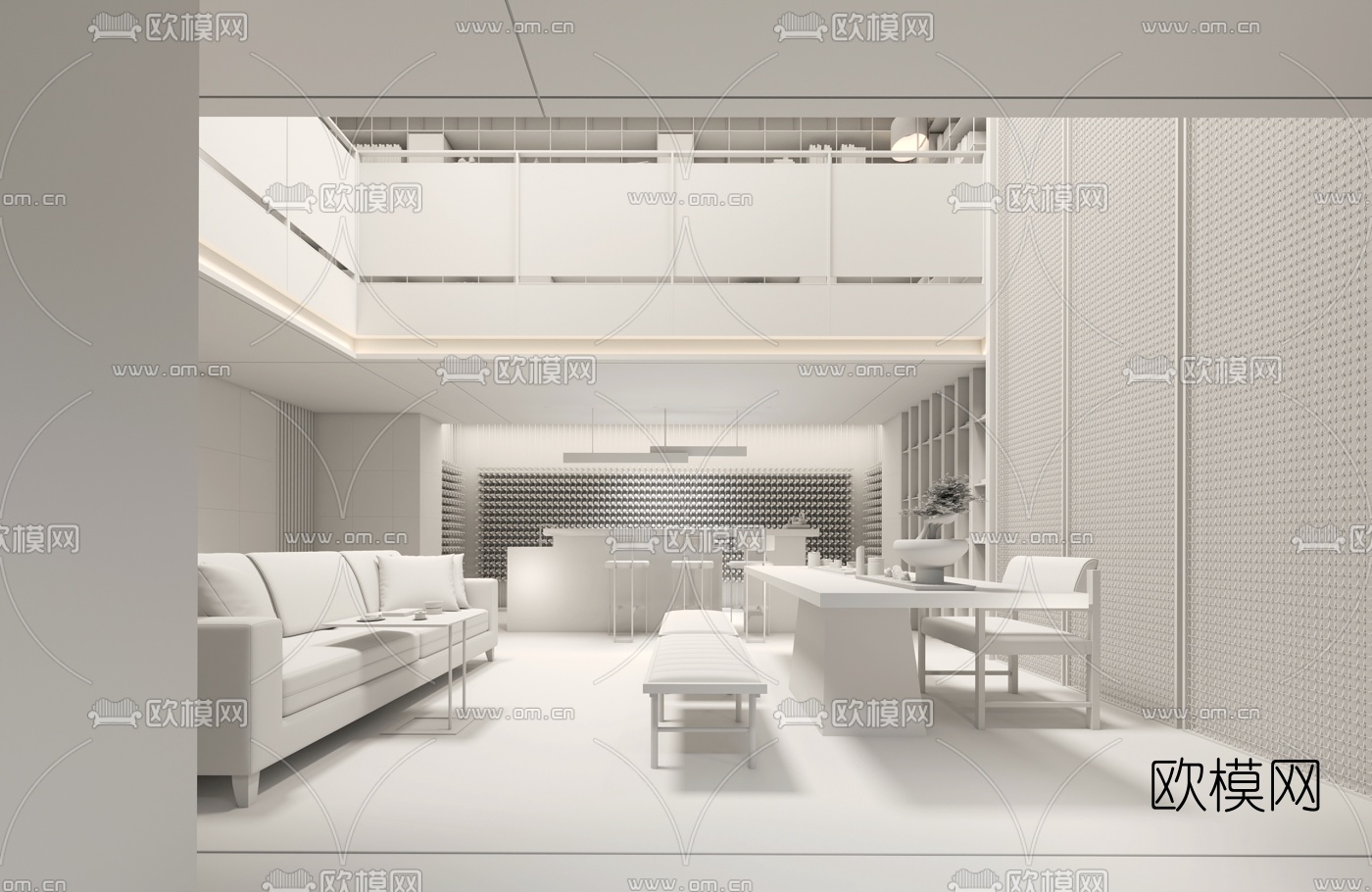 葛亚曦设计 西溪云庐顶级合院别墅客厅3d模型