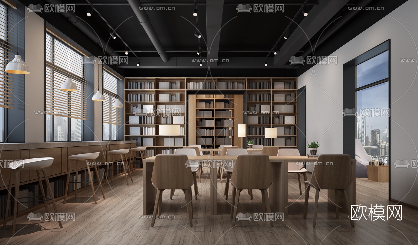 现代书店书吧3d模型