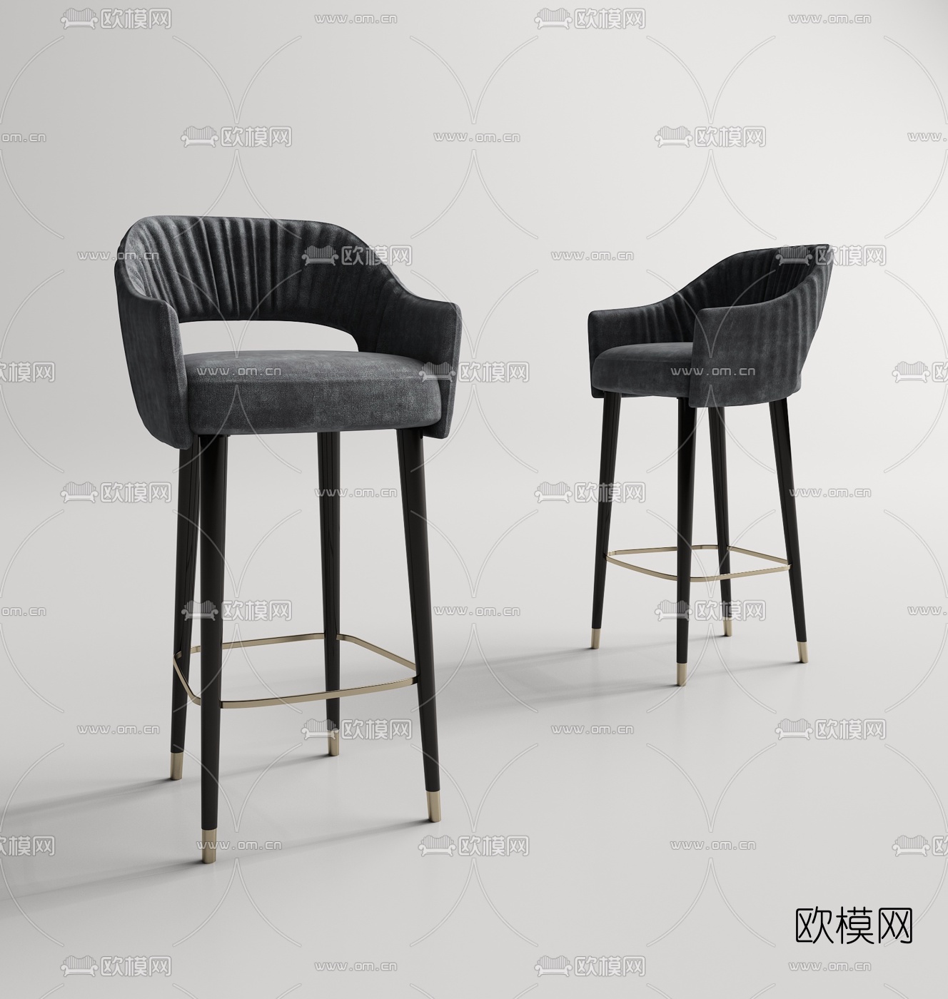 后现代靠背吧台椅3d模型