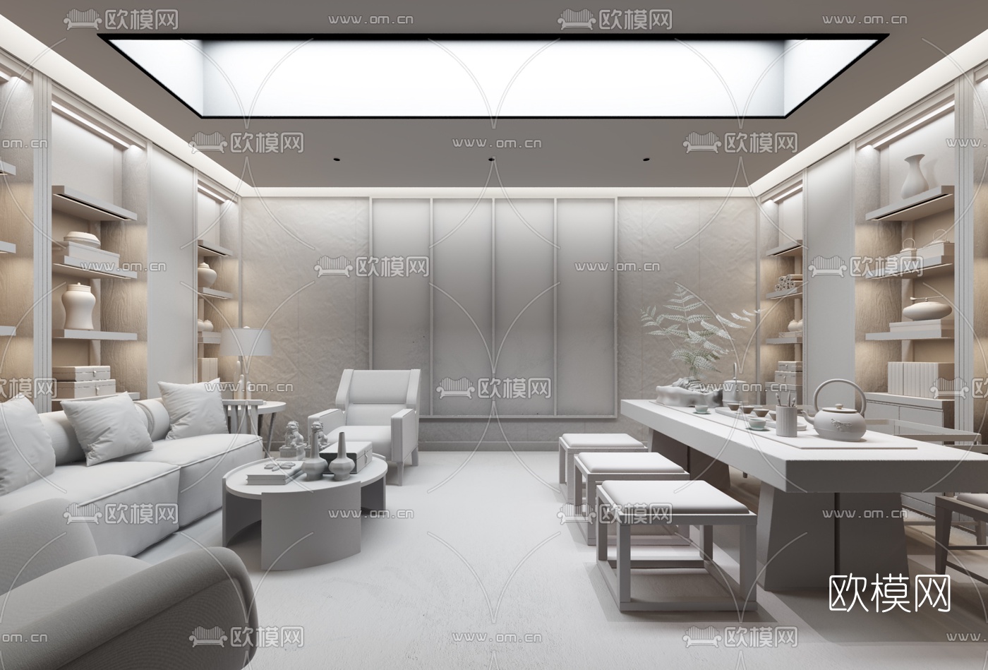 新中式别墅休息室3d模型