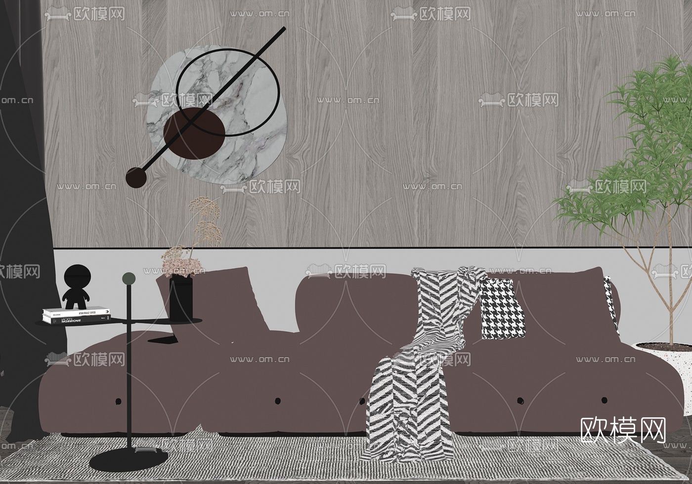 现代轻奢休闲沙发su模型下载（渲染图2）