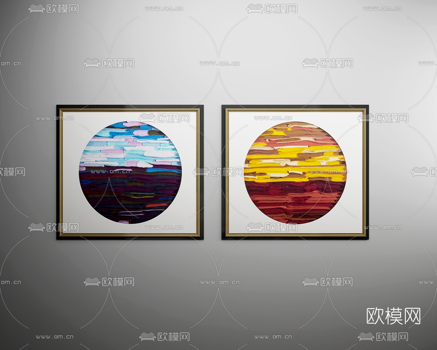 现代抽象装饰画组合3D模型